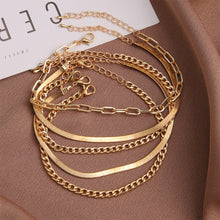 Load image into Gallery viewer, Personalized Retro Thick Chain Bracelet Anklet Set Alloy Multilayer Bracelet Anklet Jewelry Accessories for Women