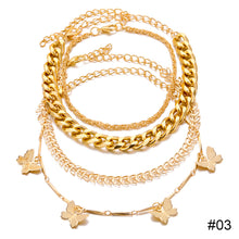 Load image into Gallery viewer, Personalized Retro Thick Chain Bracelet Anklet Set Alloy Multilayer Bracelet Anklet Jewelry Accessories for Women