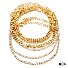 Load image into Gallery viewer, Personalized Retro Thick Chain Bracelet Anklet Set Alloy Multilayer Bracelet Anklet Jewelry Accessories for Women