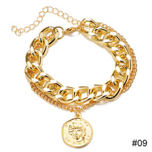 Load image into Gallery viewer, Personalized Retro Thick Chain Bracelet Anklet Set Alloy Multilayer Bracelet Anklet Jewelry Accessories for Women