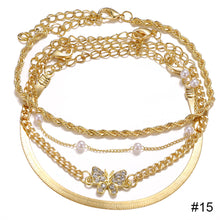 Load image into Gallery viewer, Personalized Retro Thick Chain Bracelet Anklet Set Alloy Multilayer Bracelet Anklet Jewelry Accessories for Women