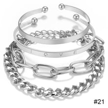Load image into Gallery viewer, Personalized Retro Thick Chain Bracelet Anklet Set Alloy Multilayer Bracelet Anklet Jewelry Accessories for Women