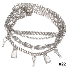 Load image into Gallery viewer, Personalized Retro Thick Chain Bracelet Anklet Set Alloy Multilayer Bracelet Anklet Jewelry Accessories for Women