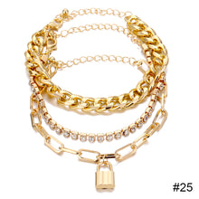 Load image into Gallery viewer, Personalized Retro Thick Chain Bracelet Anklet Set Alloy Multilayer Bracelet Anklet Jewelry Accessories for Women
