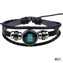 Load image into Gallery viewer, Twelve Luminous Constellation Bracelet Alloy Multilayer Braided Punk Bracelet Jewelry Accessories for Women Men