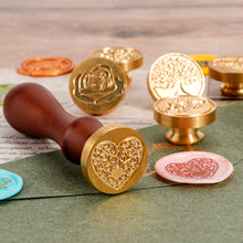 Load image into Gallery viewer, Crown Rose Tree Pattern Wax Seal Stamps With Wooden Handle Dedicated Metal Head Retro Wedding Invitations Envelope Sealing