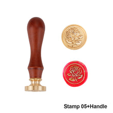 Load image into Gallery viewer, Crown Rose Tree Pattern Wax Seal Stamps With Wooden Handle Dedicated Metal Head Retro Wedding Invitations Envelope Sealing