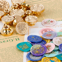 Load image into Gallery viewer, 21 Styles Universe Rose Plants Pattern Wax Seal Stamps Dedicated Replace Copper Head Retro Wedding Invitations Postcard Envelope Sealing