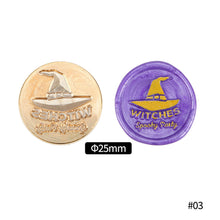 Load image into Gallery viewer, 25mm Happy Halloween Wax Seal Stamps Witch Broom Skull Bat Pumpkin Sealing Stamp head For Halloween Scrapbooking