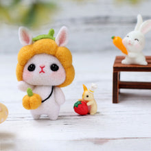 Load image into Gallery viewer, Non-Finished Lovely DIY Wool Felt Kit Rabbit Doll Handcraft Needle Felting Kit for Needle Material Pack for Kids Beginner Christmas Gift