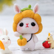 Load image into Gallery viewer, Non-Finished Lovely DIY Wool Felt Kit Rabbit Doll Handcraft Needle Felting Kit for Needle Material Pack for Kids Beginner Christmas Gift