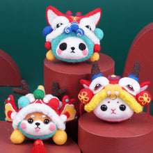 Load image into Gallery viewer, Non-Finished Lovely DIY Wool Felt Kit Lion Dance Handcraft Needle Felting Kit for Needle Material Pack for Kids Beginner Christmas Gift