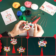Load image into Gallery viewer, Non-Finished Lovely DIY Wool Felt Kit Lion Dance Handcraft Needle Felting Kit for Needle Material Pack for Kids Beginner Christmas Gift