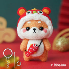 Load image into Gallery viewer, Non-Finished Lovely DIY Wool Felt Kit Lion Dance Handcraft Needle Felting Kit for Needle Material Pack for Kids Beginner Christmas Gift