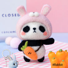 Load image into Gallery viewer, Non-Finished Lovely DIY Wool Felt Kit Panda Doll Handcraft Needle Felting Kit for Needle Material Pack for Kids Beginner Christmas Gift