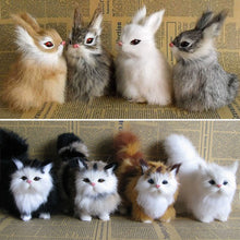 Load image into Gallery viewer, Simulation Mini Cat Rabbit Fox Owl Fur Model Plush Cats Children Birthday Gifts Imitation Animal Doll Home Decor