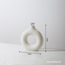 Load image into Gallery viewer, Simple Circular Hollow Ceramic Vase Donuts Nordic Flower Pot Home Decoration Dining Table Office Living Room Interior Decor