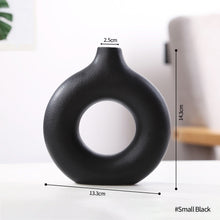 Load image into Gallery viewer, Simple Circular Hollow Ceramic Vase Donuts Nordic Flower Pot Home Decoration Dining Table Office Living Room Interior Decor