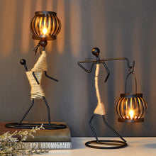 Load image into Gallery viewer, Creative Nordic Metal Candlestick Abstract Iron Girl Character Candle Holder Art Crafts Figurines Home Decoration Art Gift