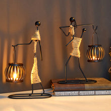 Load image into Gallery viewer, Creative Nordic Metal Candlestick Abstract Iron Girl Character Candle Holder Art Crafts Figurines Home Decoration Art Gift