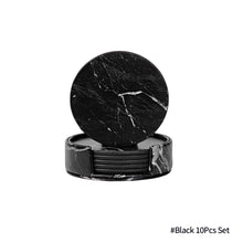 Load image into Gallery viewer, 1Pc/7Pcs Artificial Leather Marble Coaster Drink Coffee Cup Mat Table Placemats Round Heat-resistant Tea Pad Table Pad Holder