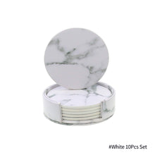 Load image into Gallery viewer, 1Pc/7Pcs Artificial Leather Marble Coaster Drink Coffee Cup Mat Table Placemats Round Heat-resistant Tea Pad Table Pad Holder