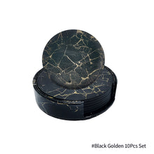Load image into Gallery viewer, 1Pc/7Pcs Artificial Leather Marble Coaster Drink Coffee Cup Mat Table Placemats Round Heat-resistant Tea Pad Table Pad Holder