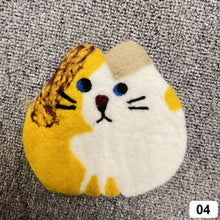 Load image into Gallery viewer, Cute Cat Wool Felt Coaster Cartoon Style Tea Coaster Cup Mat Coffee Mug Pad ChristmaChristmas Gift Kitchen Table Decor