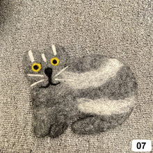 Load image into Gallery viewer, Cute Cat Wool Felt Coaster Cartoon Style Tea Coaster Cup Mat Coffee Mug Pad ChristmaChristmas Gift Kitchen Table Decor