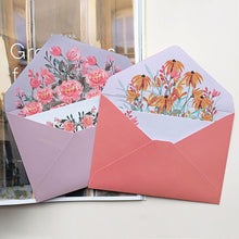 Load image into Gallery viewer, 6pcs Printed Flower Set Envelope Wedding Greeting Card Invitation Letter Paper Office Stationery School Supplies