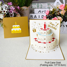 Load image into Gallery viewer, 3D Happy Birthday Card for Girl Kids Birthday Cake Pop-Up Greeting Cards Postcards Gifts with Envelope For Family Friends Lover