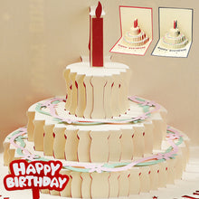 Load image into Gallery viewer, 3D Happy Birthday Card for Girl Kids Birthday Cake Pop-Up Greeting Cards Postcards Gifts with Envelope For Family Friends Lover