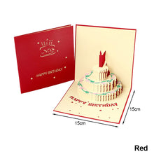 Load image into Gallery viewer, 3D Happy Birthday Card for Girl Kids Birthday Cake Pop-Up Greeting Cards Postcards Gifts with Envelope For Family Friends Lover