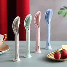 Load image into Gallery viewer, 3 in 1 Travel Portable Cutlery Set Japan Style Wheat Straw Knife Fork Spoon Student Dinnerware Sets Kitchen Tableware
