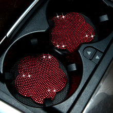 Load image into Gallery viewer, 2pcs Car Water Cup Non-slip Shockproof Silica Gel Pad Cup Coaster Rhinestone Holder Bling Auto Interior Accessories Plum Bossom Universal