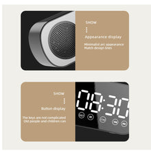 Load image into Gallery viewer, Wireless Bluetooth Speaker Clock Dual Alarm Support TF Card FM Radio Soundbar HIFI Music Box Soundbar.