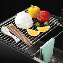 Load image into Gallery viewer, Folding 304 Stainless Steel Drain Rack Dish Washing Sink Draining Board Foldable Dish Drying Rack Kitch Sink Shelf