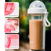 Load image into Gallery viewer, 420/600ml Double Straw Water Bottle Outdoor Travel Creative Dual-use Water Bottle Drinking Cup Couples Gift Kitchen Supplies