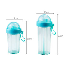 Load image into Gallery viewer, 420/600ml Double Straw Water Bottle Outdoor Travel Creative Dual-use Water Bottle Drinking Cup Couples Gift Kitchen Supplies
