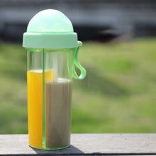 Load image into Gallery viewer, 420/600ml Double Straw Water Bottle Outdoor Travel Creative Dual-use Water Bottle Drinking Cup Couples Gift Kitchen Supplies