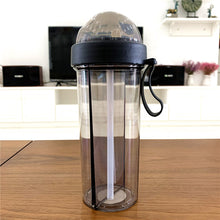 Load image into Gallery viewer, 420/600ml Double Straw Water Bottle Outdoor Travel Creative Dual-use Water Bottle Drinking Cup Couples Gift Kitchen Supplies