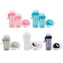 Load image into Gallery viewer, 420/600ml Double Straw Water Bottle Outdoor Travel Creative Dual-use Water Bottle Drinking Cup Couples Gift Kitchen Supplies