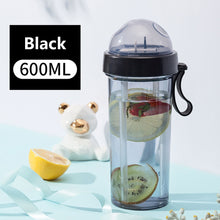 Load image into Gallery viewer, 420/600ml Double Straw Water Bottle Outdoor Travel Creative Dual-use Water Bottle Drinking Cup Couples Gift Kitchen Supplies