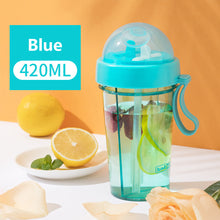 Load image into Gallery viewer, 420/600ml Double Straw Water Bottle Outdoor Travel Creative Dual-use Water Bottle Drinking Cup Couples Gift Kitchen Supplies