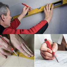 Load image into Gallery viewer, Solid Carpenter Pencil with Refill Leads and Built-in Sharpener for Scriber Wood Floor Marking Pencil Carpentry Marking Scriber