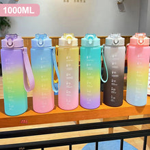 Load image into Gallery viewer, 1000ML Outdoor Sport Fitness Portable Water Bottle Water Cups Motivational Sports Water bottle with Time Maker Leak-proof Cup