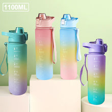 Load image into Gallery viewer, 1100ML Outdoor Sport Fitness Portable Water Bottle Water Cups Motivational Sports Water bottle with Time Maker Leak-proof Cup