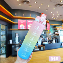 Load image into Gallery viewer, 1000ML Outdoor Sport Fitness Portable Water Bottle Water Cups Motivational Sports Water bottle with Time Maker Leak-proof Cup