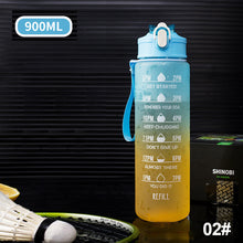 Load image into Gallery viewer, 900ML Outdoor Sport Fitness Portable Water Bottle Water Cups Motivational Sports Water bottle with Time Maker Leak-proof Cup