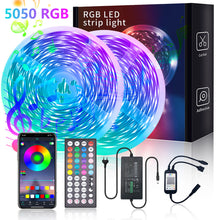 Load image into Gallery viewer, 5/10/15/20M LED Strip Light 5050RGB TV Backlight IR 44 Key Bluetooth App Control Wall Flexible Background Light DC12V Led Lighting RGB Tape Party Decoration Light String
